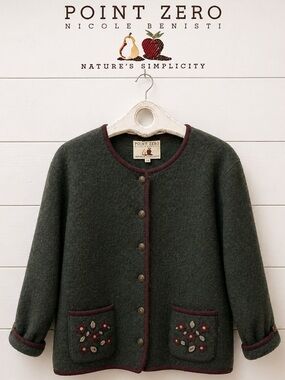 POINT ZERO Vintage Boiled Wool Cardigan - Size L